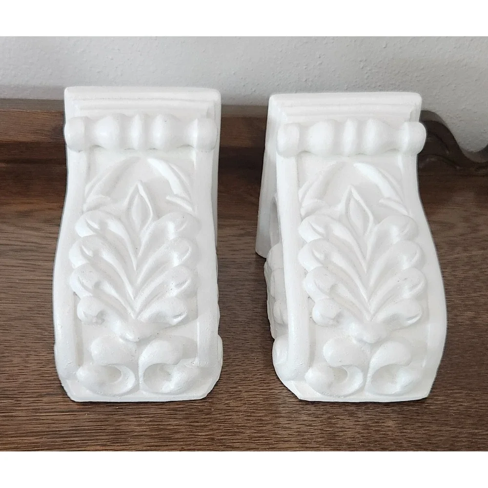 Pair of Drapery Sconce Corbels Curtain Rod Holders Fleur-de-lis French Victorian